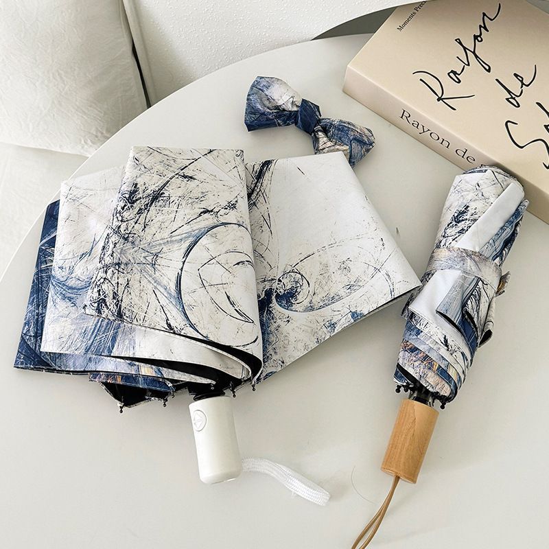Ladies Folding Umbrella with Artistic Design and Automatic Opening Mechanism Bowlift