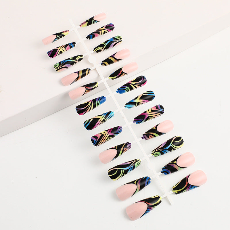 Artificial nail tips with colorful abstract design Bowlift