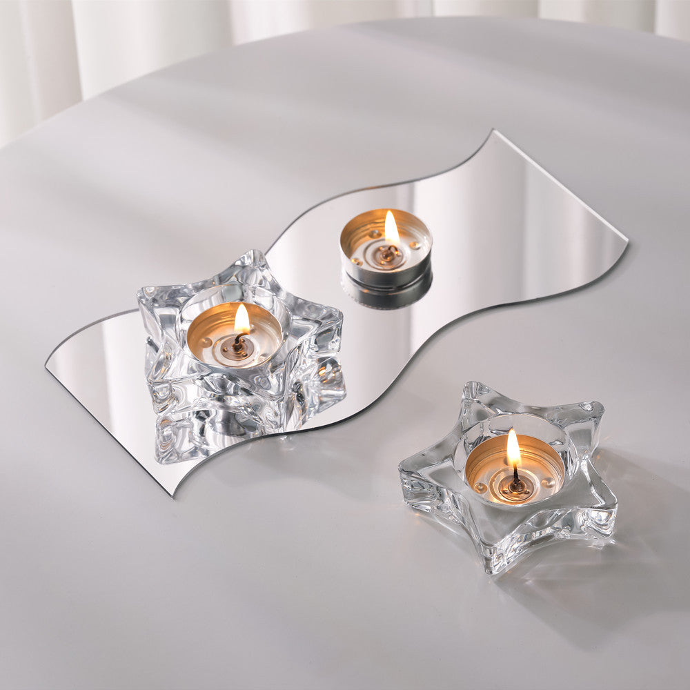 Star-Shaped Thick Crystal Glass Tealight Candle Holder Bowlift