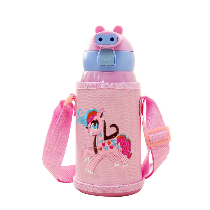 Water bottle with child-friendly design and carrying system Bowlift