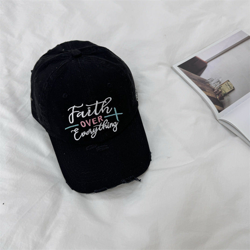 Women's Distressed Embroidered Baseball Cap Bowlift