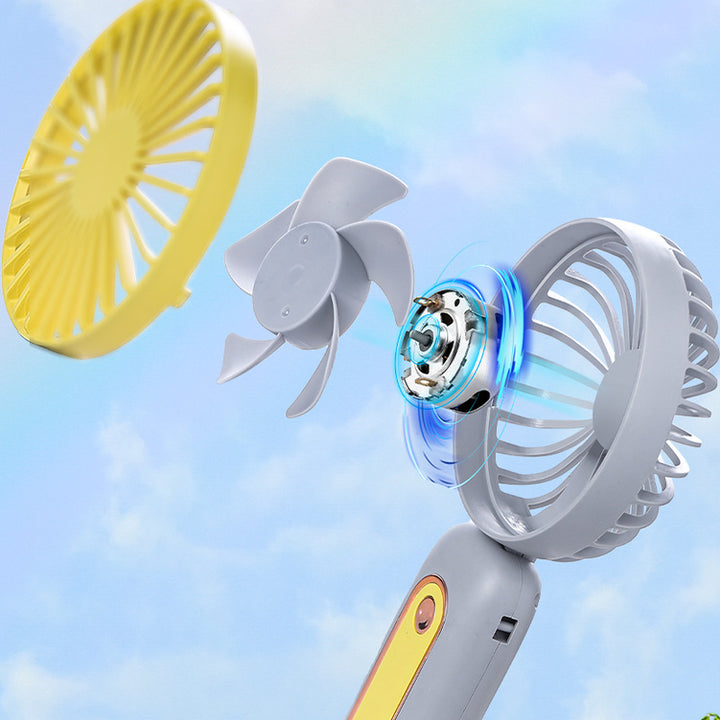 Unisex Portable Hand Fan with LED Display and Ergonomic Handle Bowlift