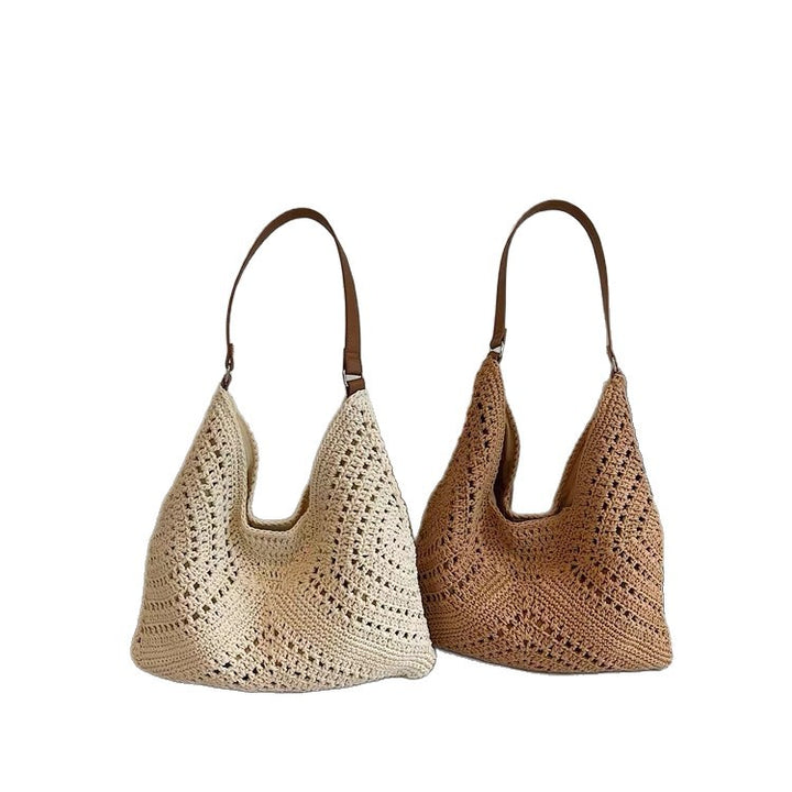 Knit shoulder bag with leather handles Bowlift