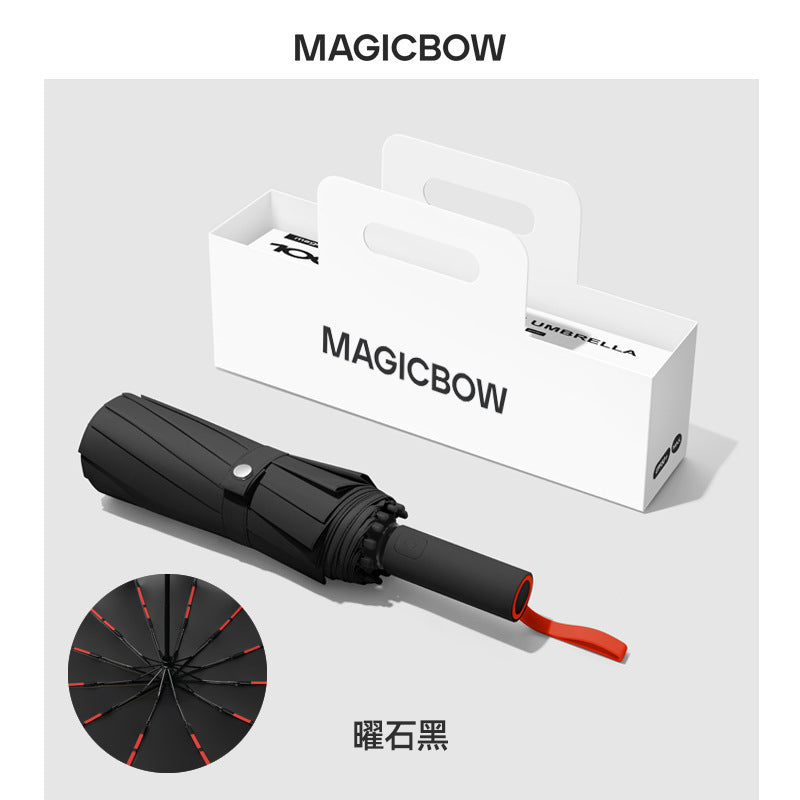 Ladies Automatic Folding Umbrella with Robust Design and Wind Resistance Bowlift
