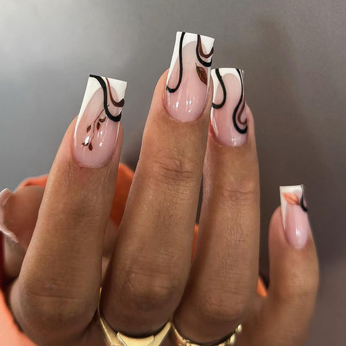 Artful acrylic nails with elegant marble design Bowlift