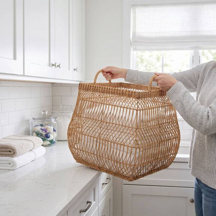 Handwoven Storage Basket with Open Design Bowlift