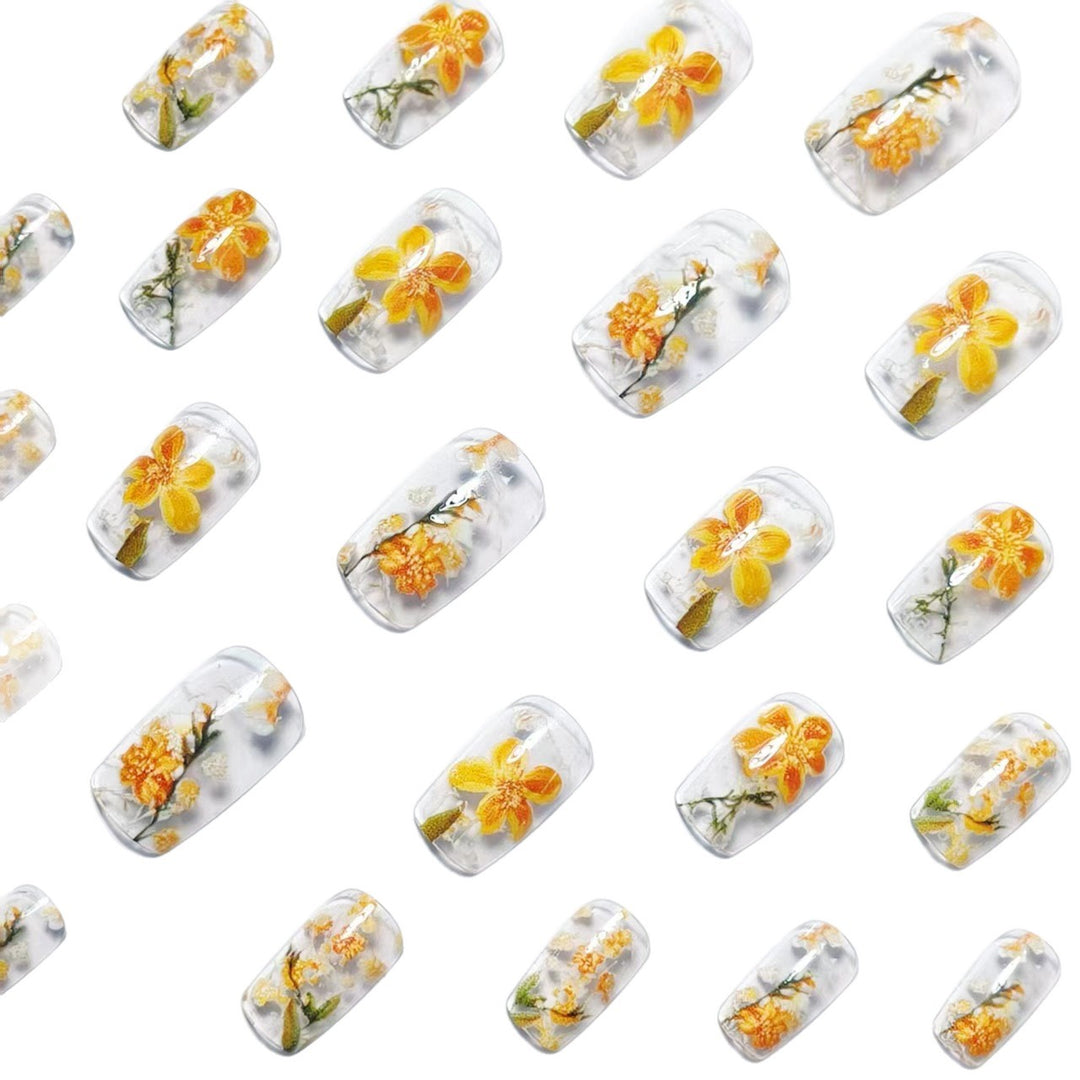Artistic Floral Resin Nail Art Bowlift