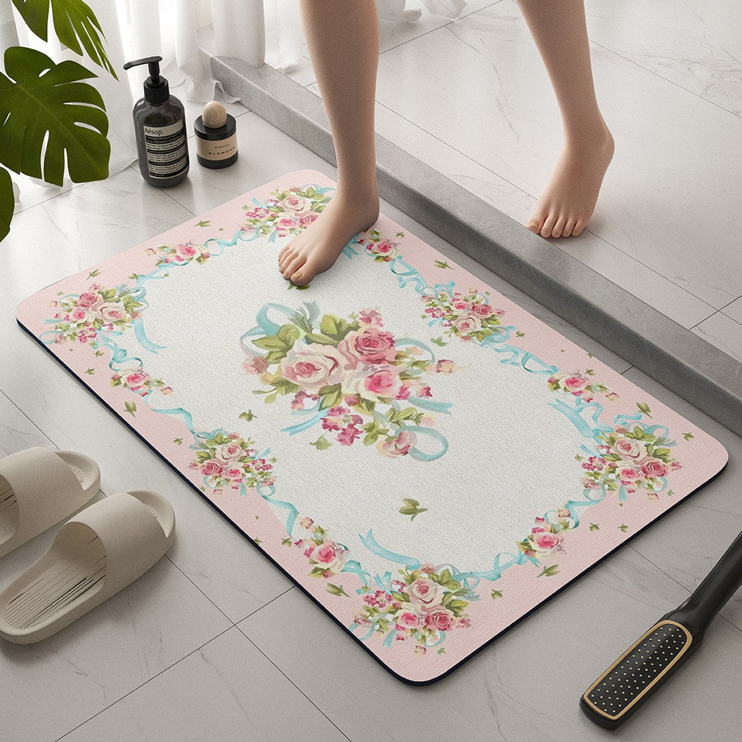 Vintage Floral Bath Mat Bowlift
