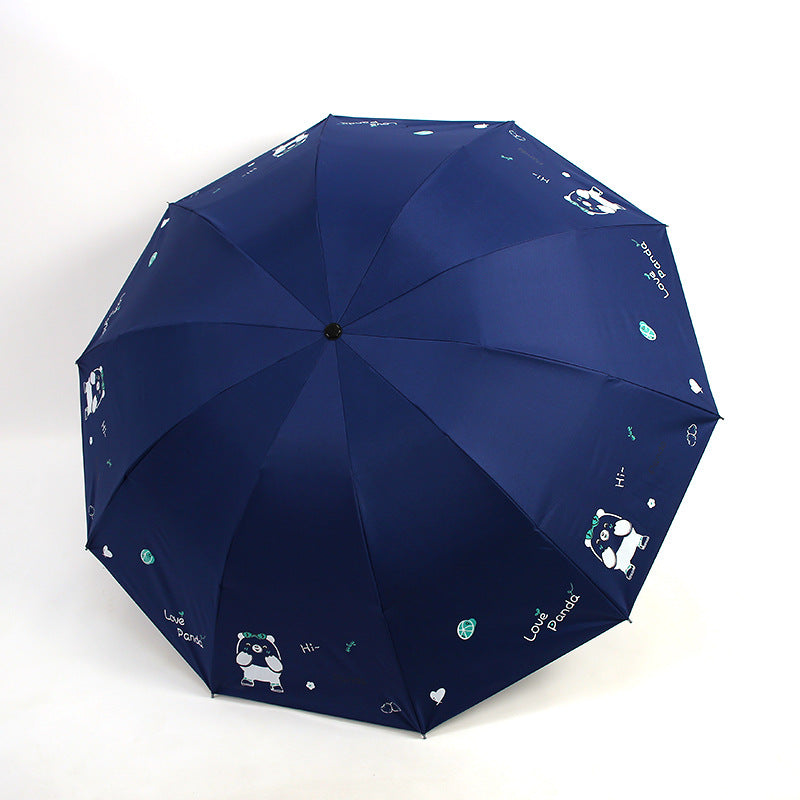 Ladies folding umbrella with cute panda design Bowlift