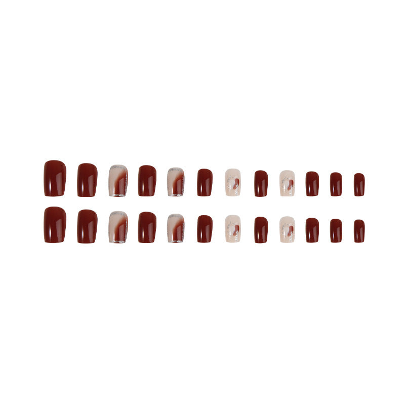 Elegant Press-On Nail Set with Sparkling Tip Accents Bowlift
