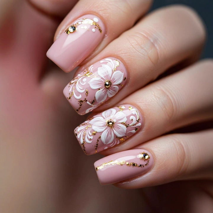 Spring-like nail art with flower appliqués Bowlift