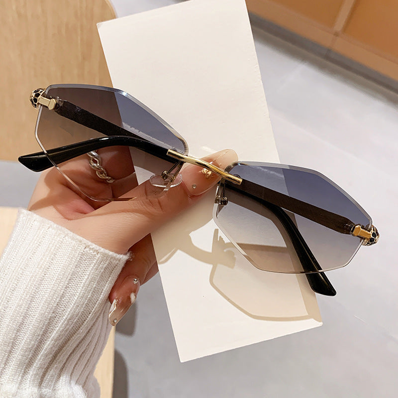 Women's Designer Sunglasses with Hexagonal Frame and Gold Accents Bowlift