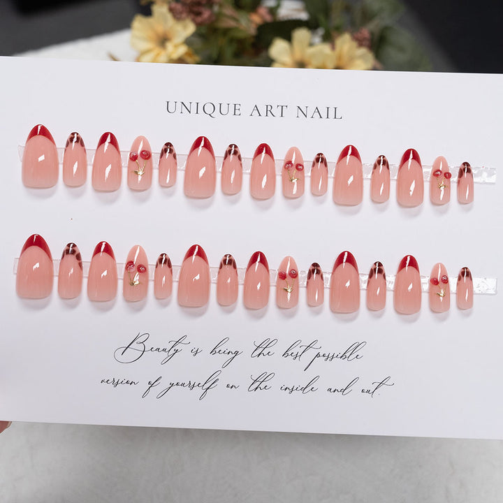 Artistic Cherry-Inspired Nail Art
