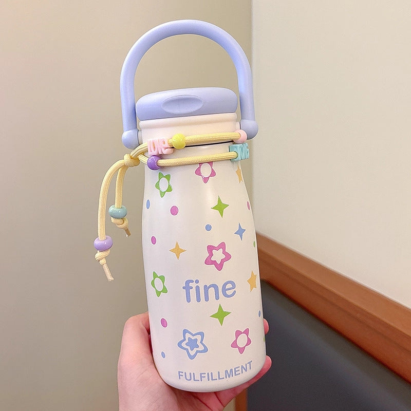 Women’s creative drinking bottle with funny design and practical cord Bowlift