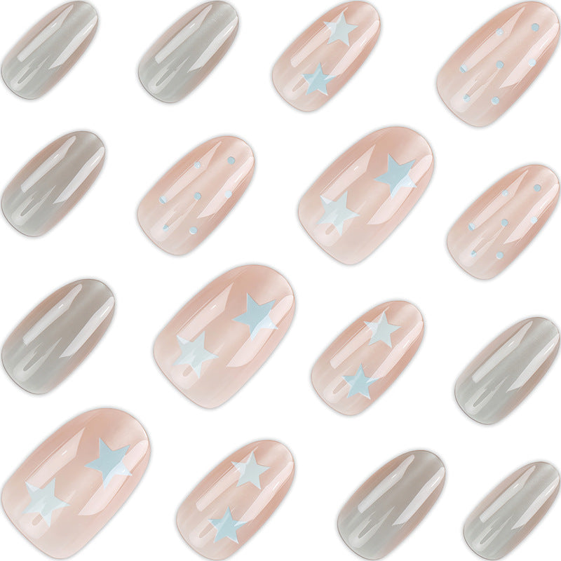 Decorative Ombré Star-Design Press-On Nails Bowlift