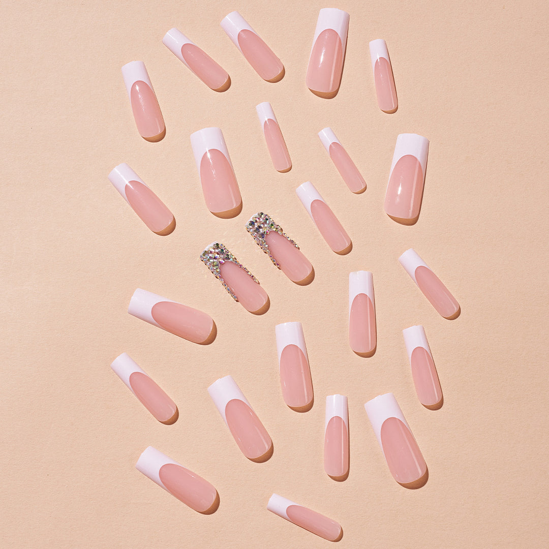 Acrylic nail set with filigree accents and glitter embellishments Bowlift