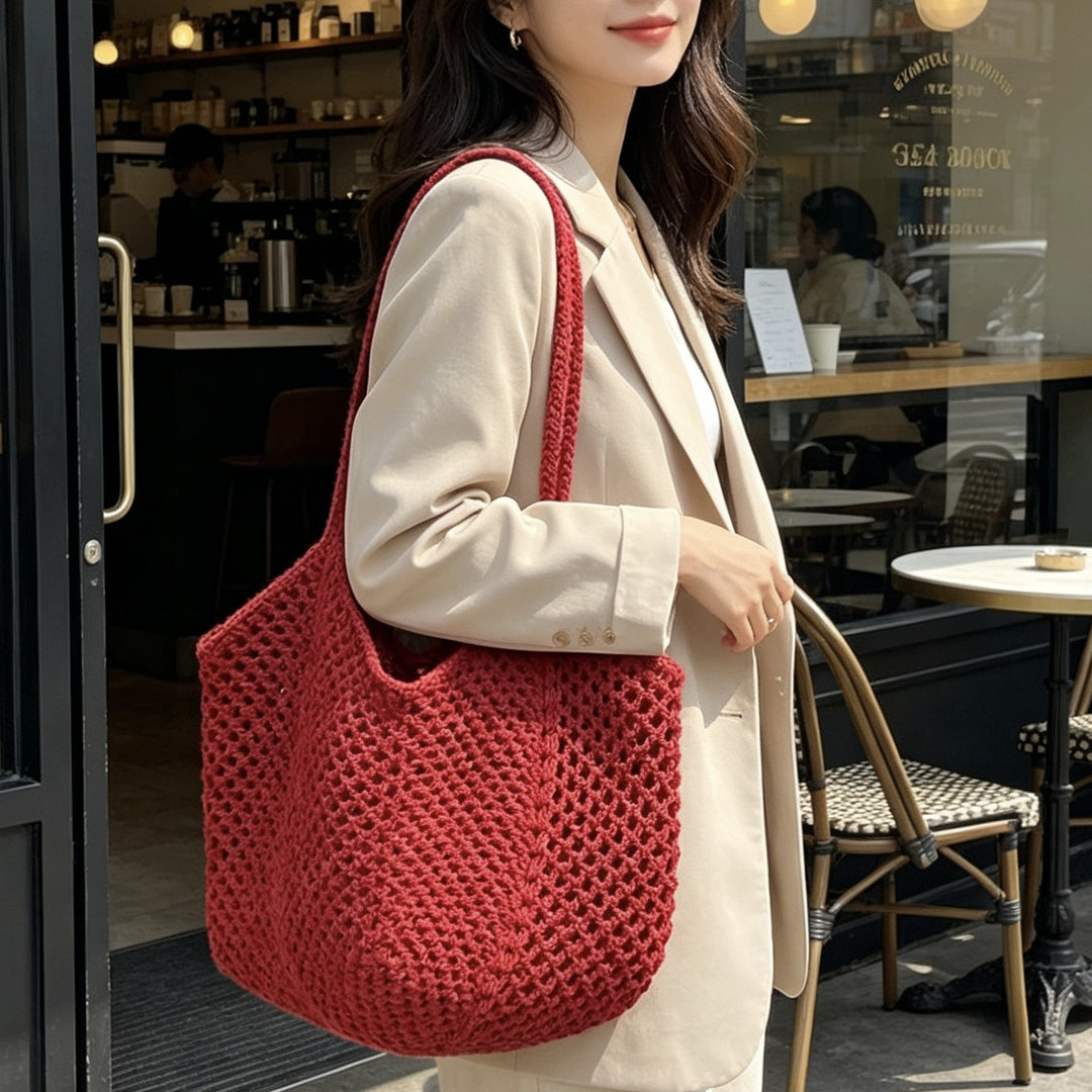 Hand-knotted tote bag in modern net design Bowlift