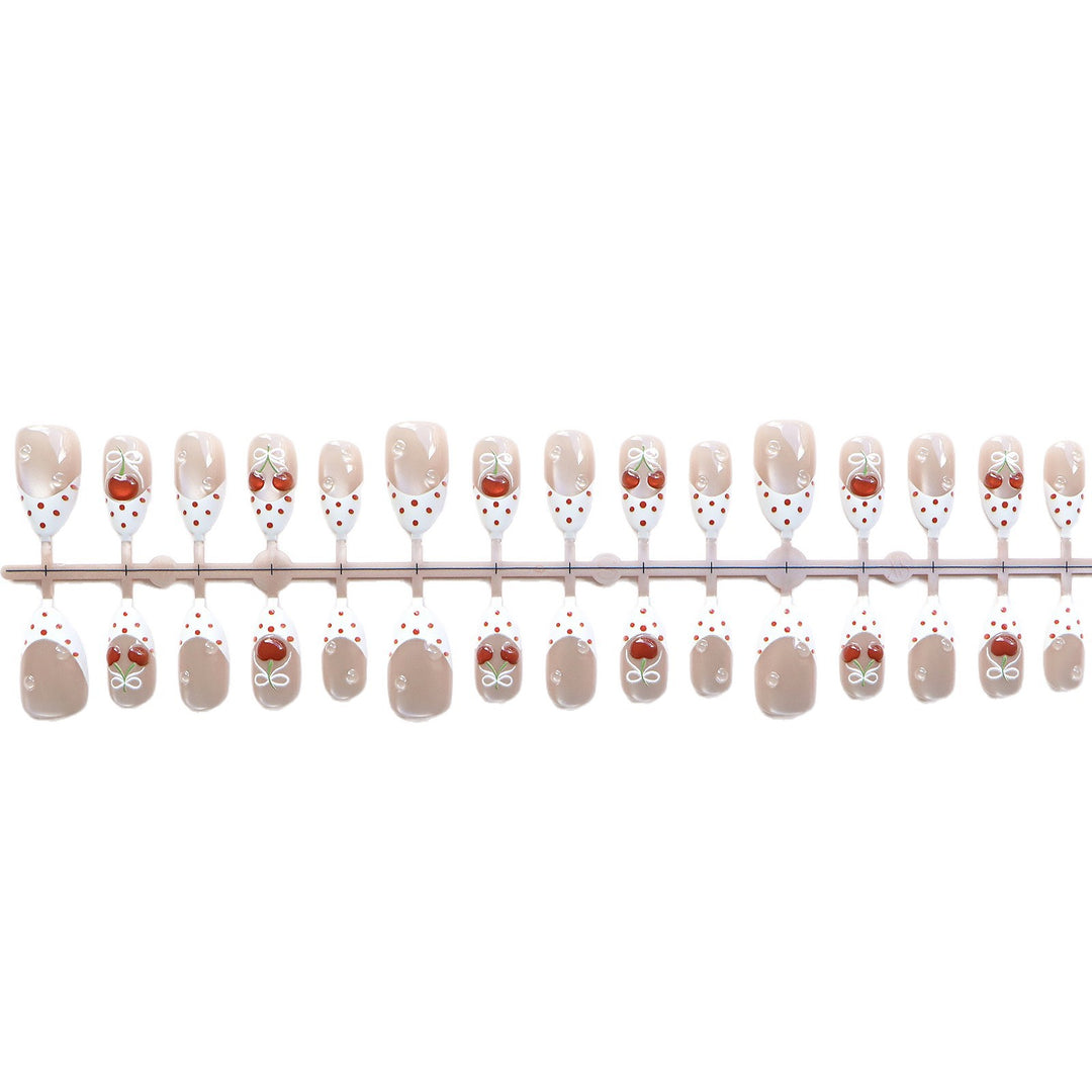 Charming Cherry-Themed Press-On Nail Set Bowlift