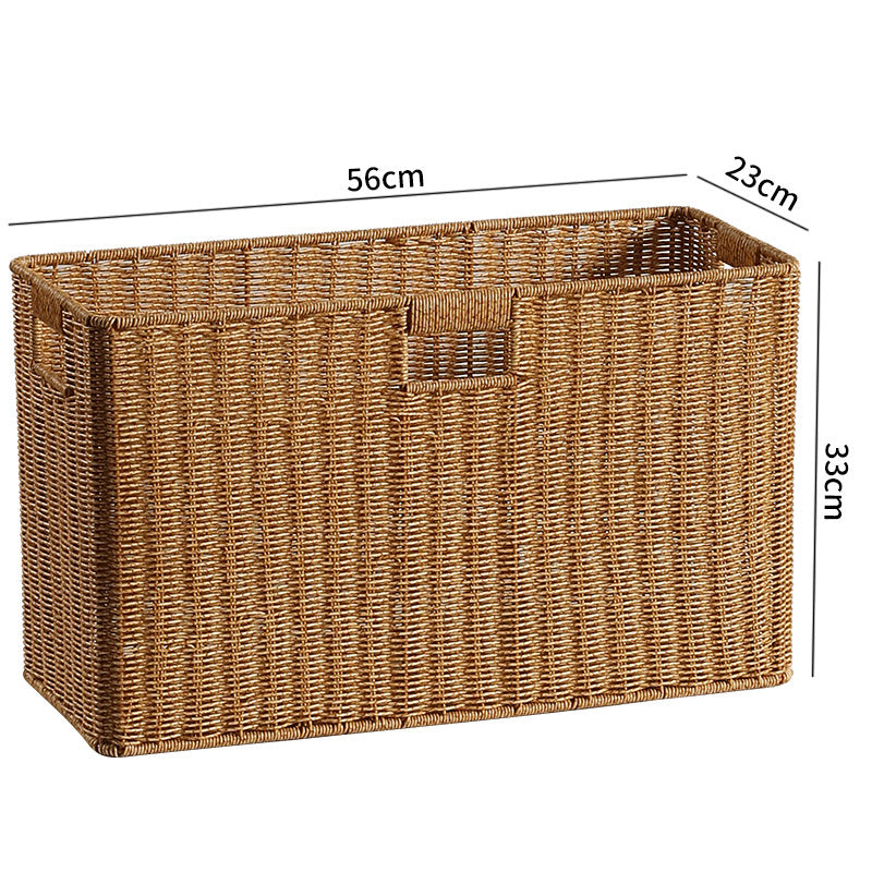 Rectangular Woven Storage Basket with Cut-Out Handles Bowlift