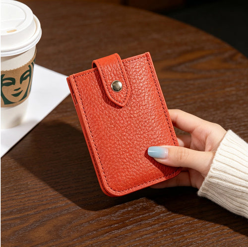 Textured Leather Cardholder with Snap Closure Bowlift