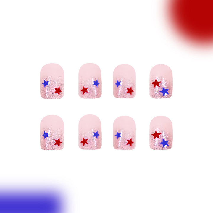 Star-Embellished Glitter Tips Press-On Nails Bowlift
