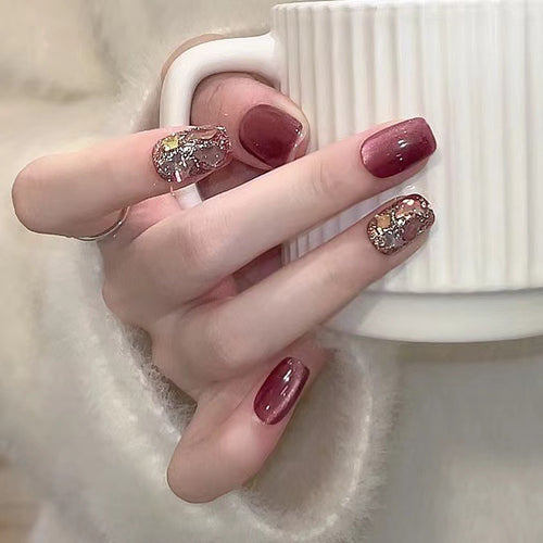Artistic Glitter-Embellished Press-On Nail Set Bowlift