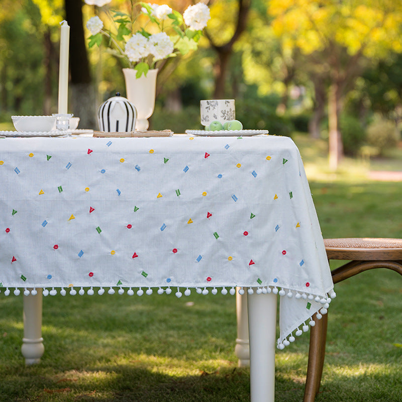 Decorative Pom Pom Tablecloth