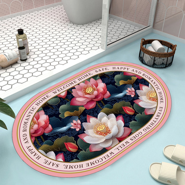 Floral Design Bath Mat Bowlift