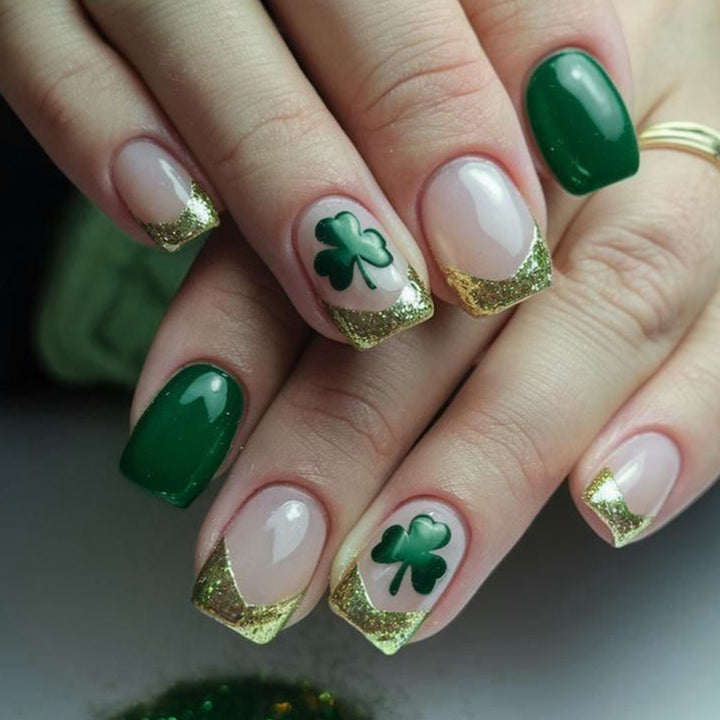 Festive Shamrock-Themed Nail Art Extensions Bowlift