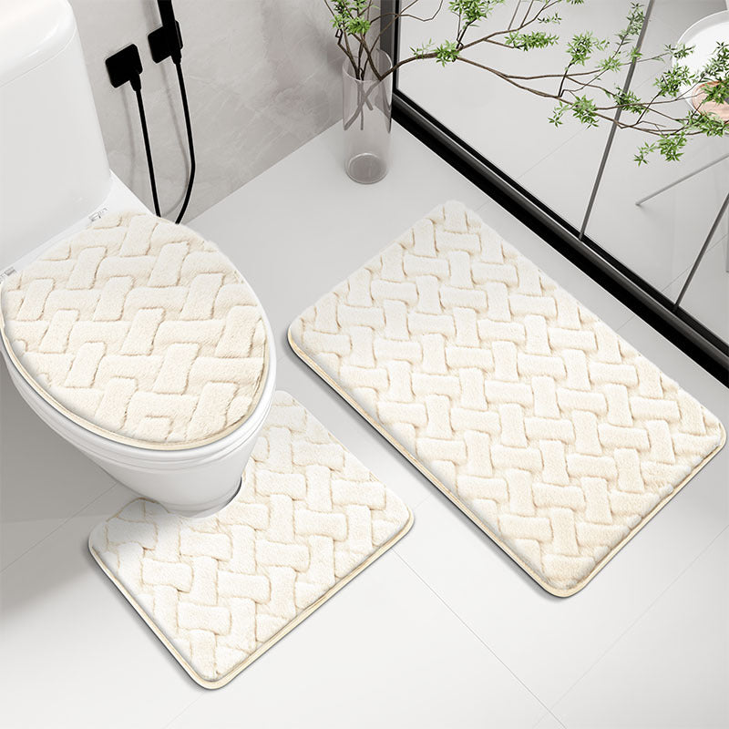 Plush Braided Toilet Mat Set