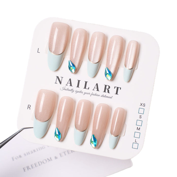 Decorative Press-On Nail Art Set with Crystal Accents Bowlift