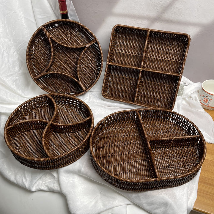 Ladies beef braided serving basket with three compartments Bowlift