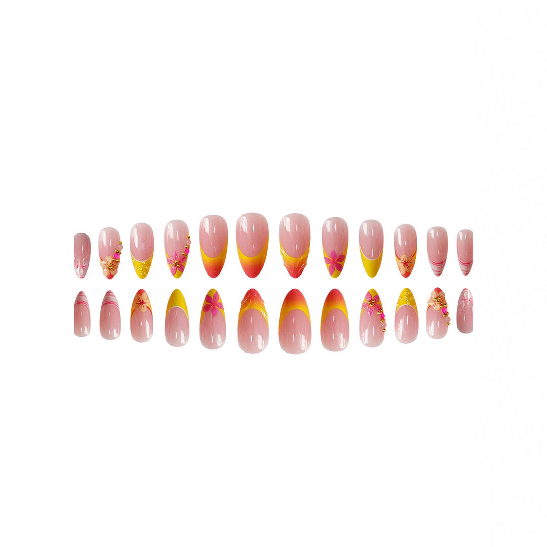Artistic Floral Accent Press-On Nail Set Bowlift
