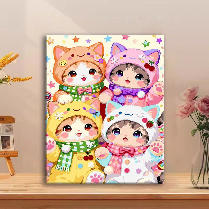 Cute Cat Character Canvas Art Print Bowlift
