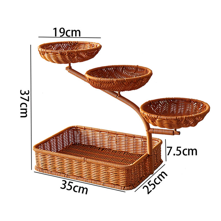 Two-Tiered Woven Fruit Display Stand Bowlift