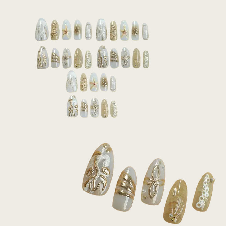 Elegant artificial nails with maritime motifs Bowlift