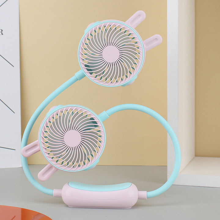 Ladies Portable Neck Fan with Dual Fan Bowlift