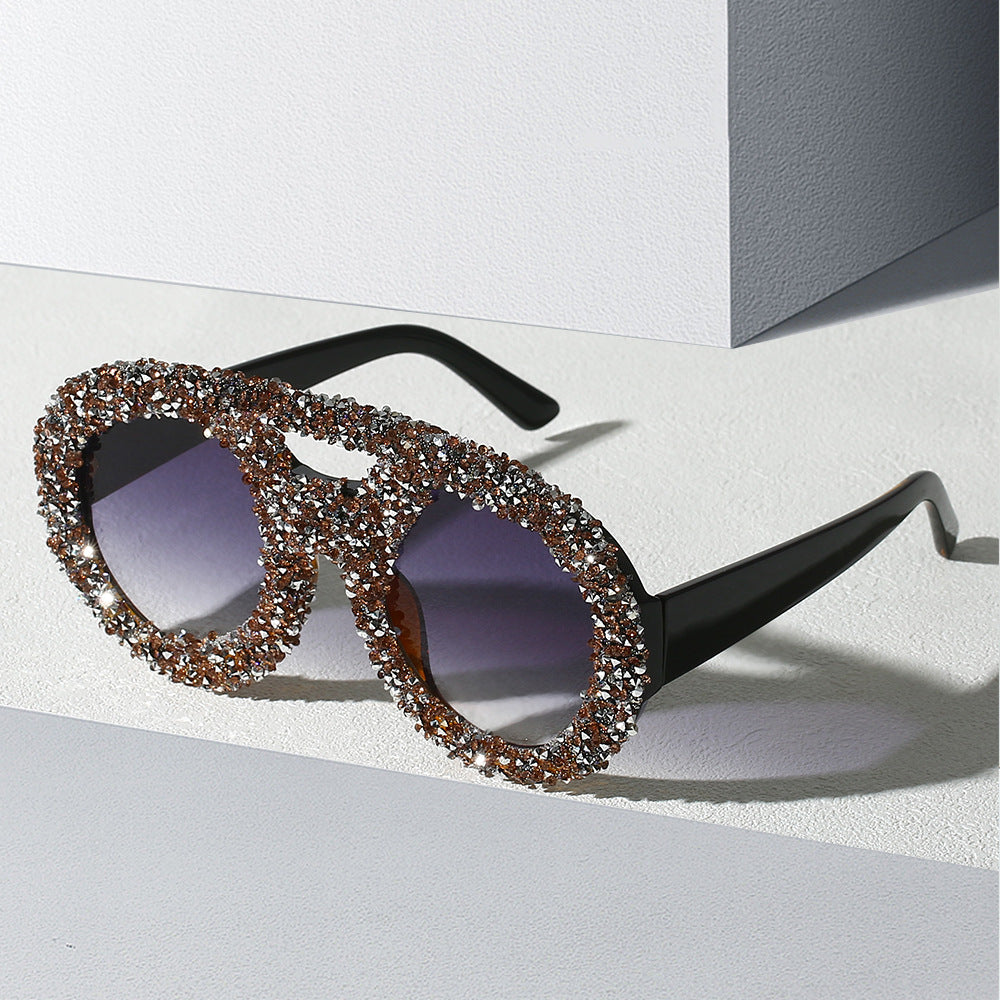 Women's fashionable sunglasses with glamorous rhinestone frame Bowlift
