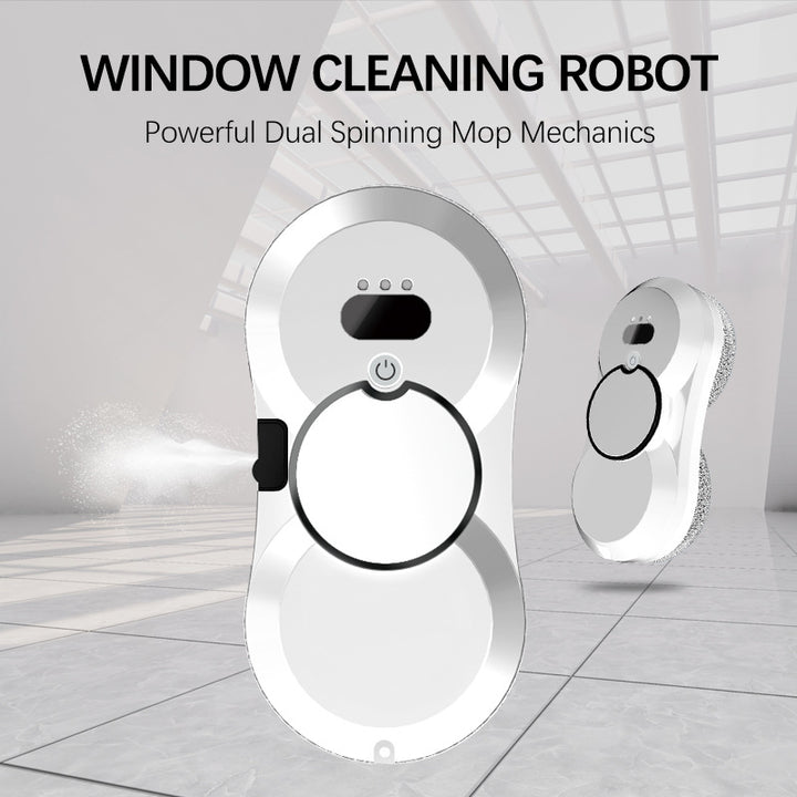 robotic window cleaner with dual spinning microfiber mops and spray function Bowlift