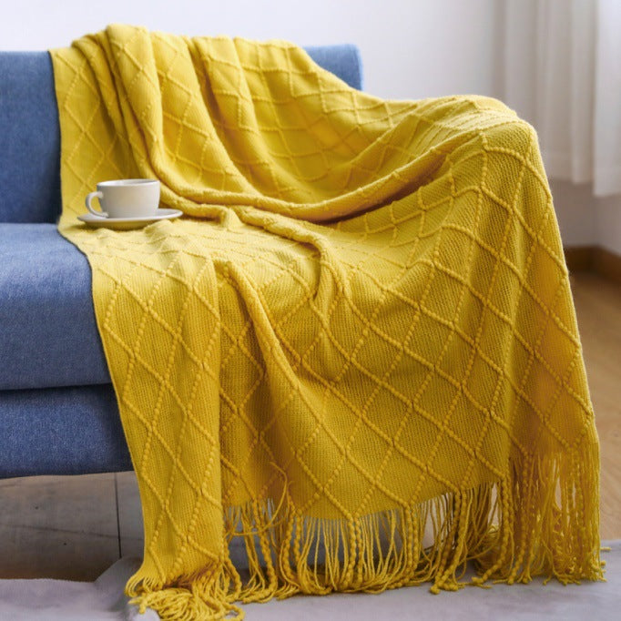 Women’s knitted blanket with textured wave pattern Bowlift
