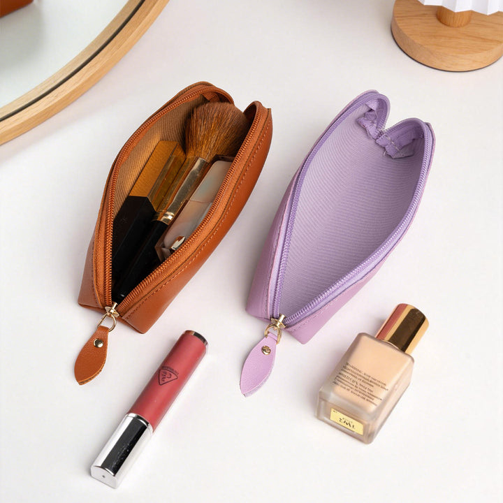 Premium Leather Zippered Pencil Case Bowlift