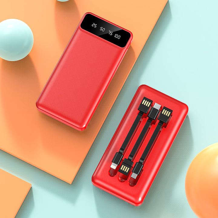 Portable power bank with integrated multi-cable and digital charging display Bowlift