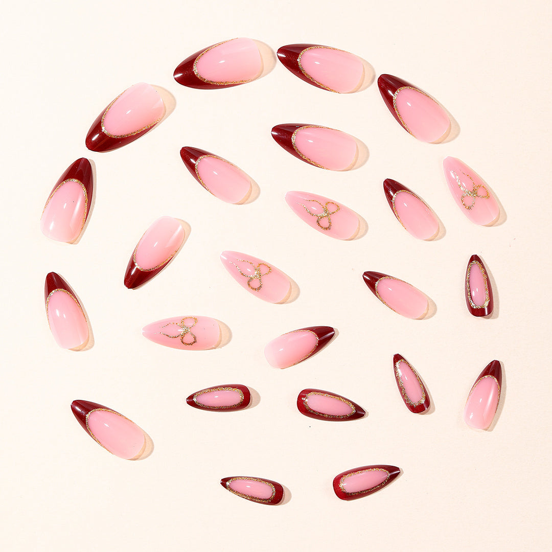 Elegant Stiletto Nail Art Extensions with Gold Accents Bowlift 1789713348