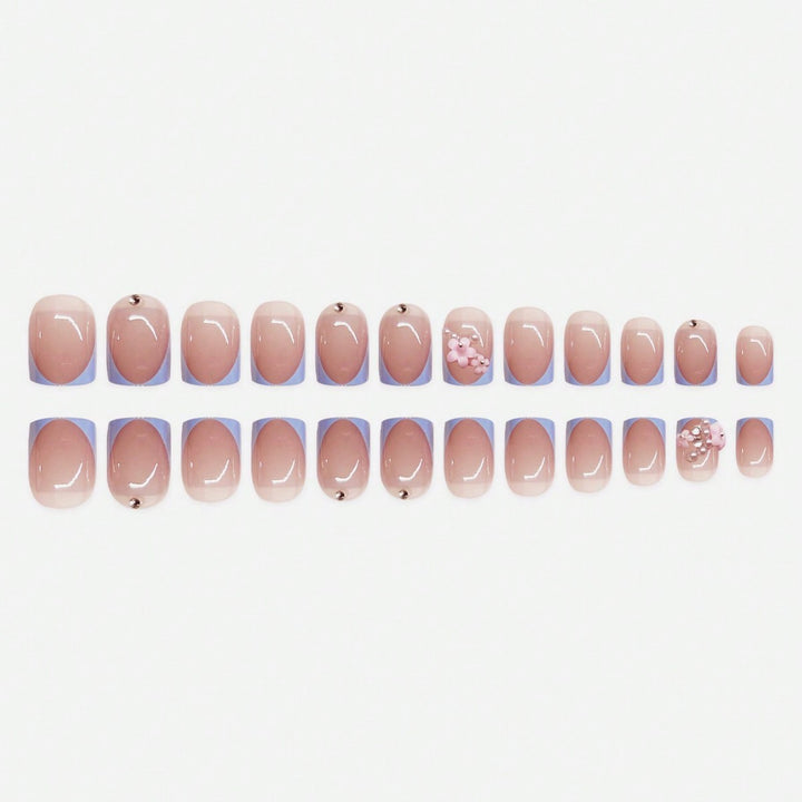 Artistic Press-On Nail Art Set with Floral and Gem Elements Bowlift