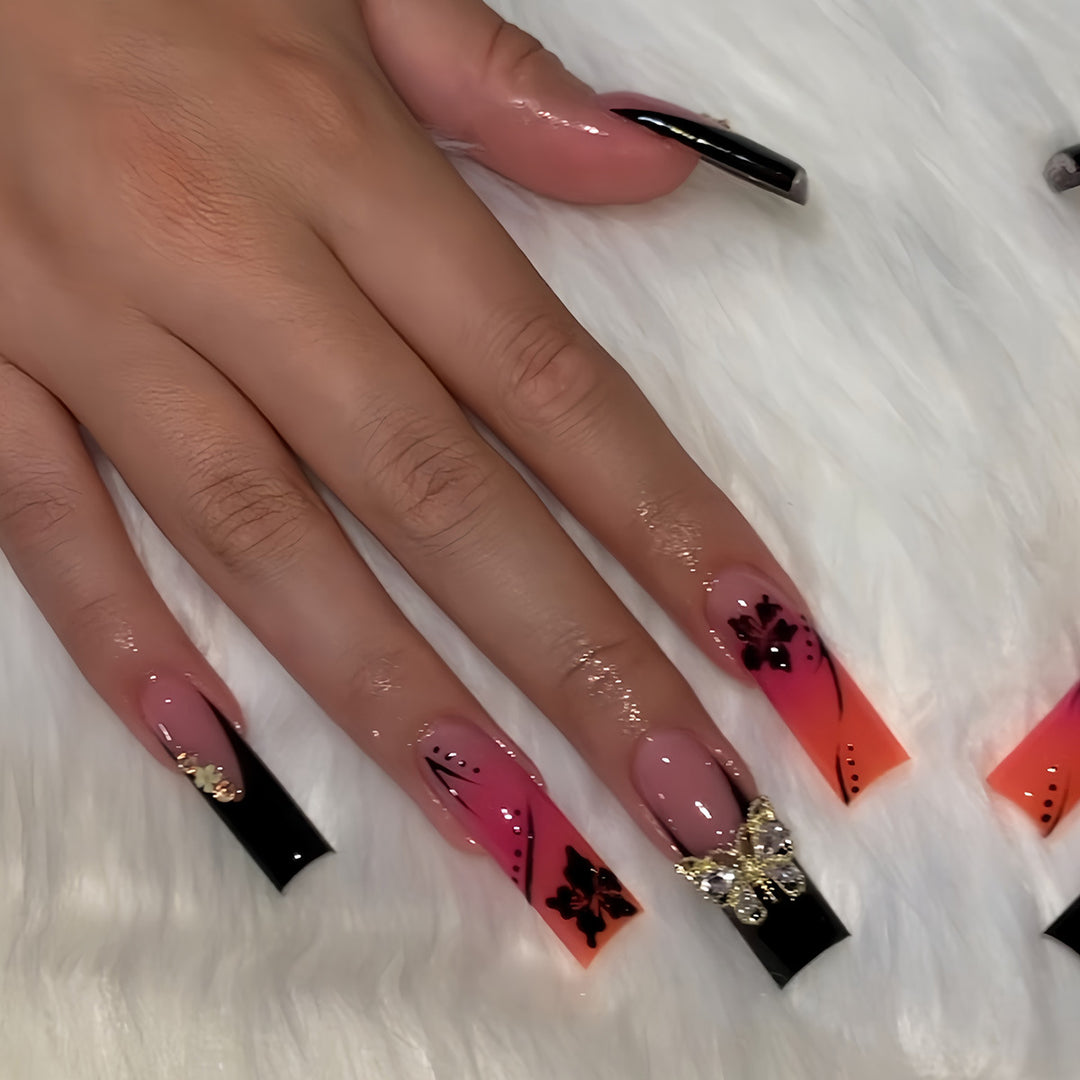 Premium 3D Floral Press-On Nail Art Bowlift