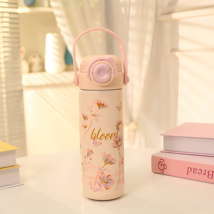 Insulated Stainless Steel Drink Bottle with Cheerful Flower Pattern Bowlift