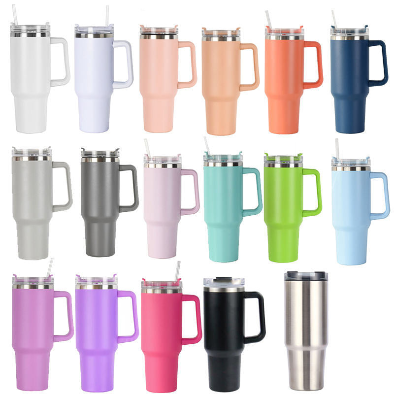 Women High-Quality Thermo Mug with Practical Carrying Handle and Integrated Straw Bowlift