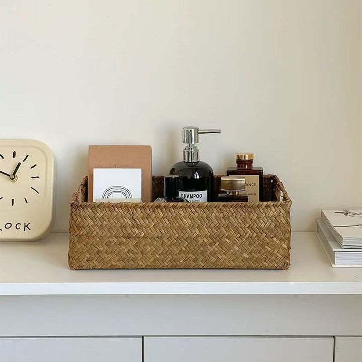 Women's rectangular storage basket made of natural materials Bowlift