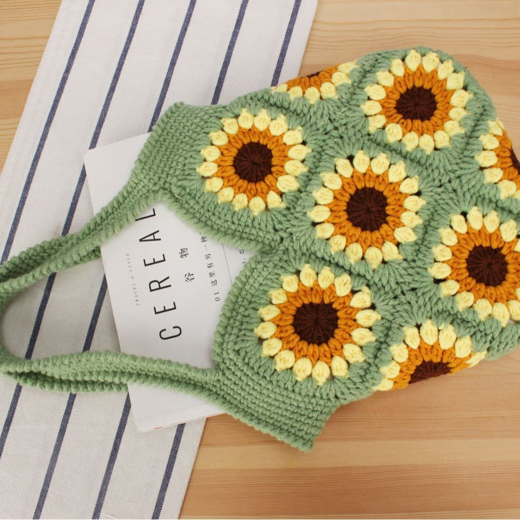 Creative crochet handbag with unique sunflower pattern Bowlift