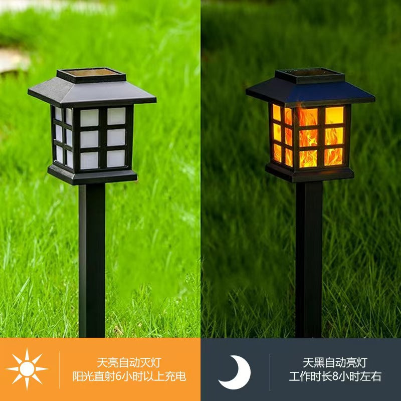 Solar Flame-Effect Garden Pathway Stake Lanterns With Weatherproof ABS Housing And Warm LED Glow Bowlift